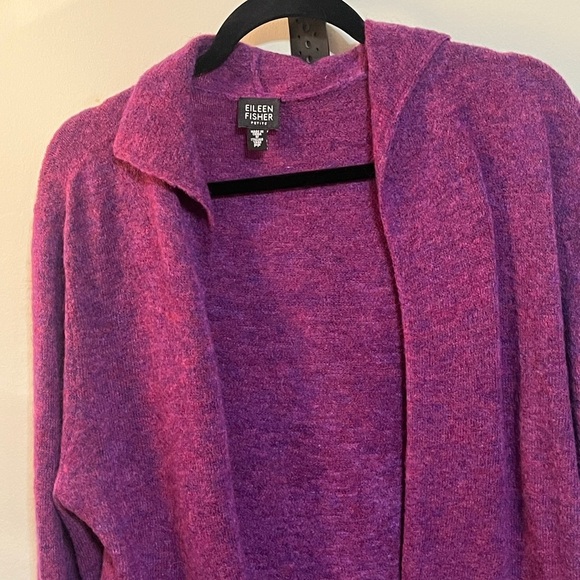 Eileen Fisher Purple Wool Blend Cardigan Sweater Sz Petite - Picture 3 of 7